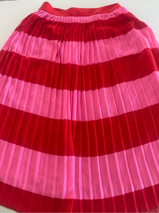 J. Crew Dresses & Skirts - J. Crew Red and Pink Striped Pleated Midi Skirt